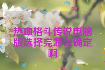 热血格斗传说电脑版选择完怎么确定啊