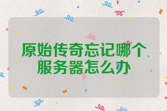 原始传奇忘记哪个服务器怎么办