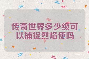 传奇世界多少级可以捕捉烈焰使吗