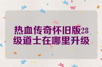 热血传奇怀旧版28级道士在哪里升级