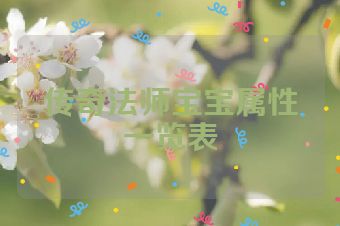 传奇法师宝宝属性一览表