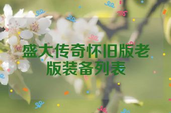 盛大传奇怀旧版老版装备列表