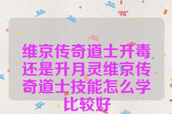 维京传奇道士升毒还是升月灵维京传奇道士技能怎么学比较好