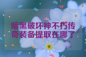 暗黑破坏神不朽传奇装备提取在哪了