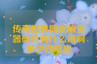 传奇世界网页版灵器碎片有什么用啊多少钱能出