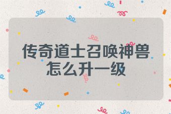 传奇道士召唤神兽怎么升一级