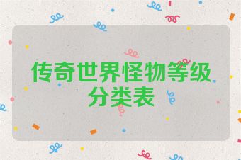 传奇世界怪物等级分类表