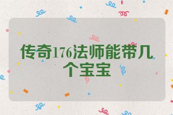 传奇176法师能带几个宝宝