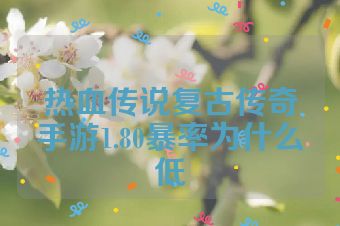 热血传说复古传奇手游1.80暴率为什么低