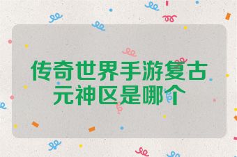 传奇世界手游复古元神区是哪个