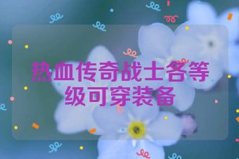 热血传奇战士各等级可穿装备