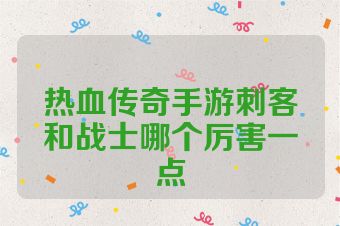 热血传奇手游刺客和战士哪个厉害一点