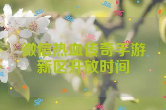 微信热血传奇手游新区开放时间