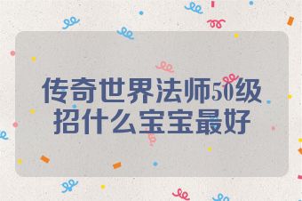 传奇世界法师50级招什么宝宝最好