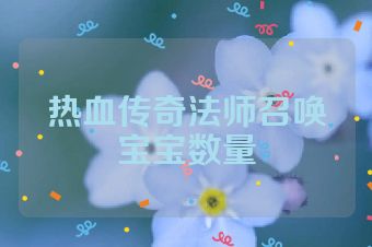 热血传奇法师召唤宝宝数量