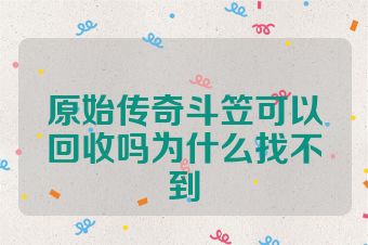 原始传奇斗笠可以回收吗为什么找不到