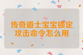 传奇道士宝宝锁定攻击命令怎么用