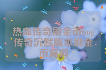 热血传奇刷金币bug传奇沉默版本刷金币漏洞