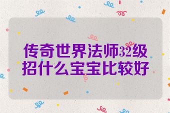 传奇世界法师32级招什么宝宝比较好