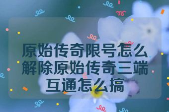 原始传奇限号怎么解除原始传奇三端互通怎么搞