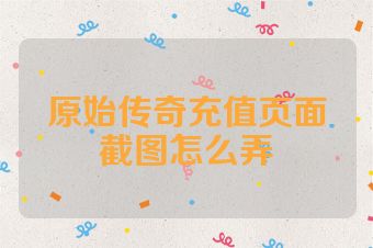 原始传奇充值页面截图怎么弄