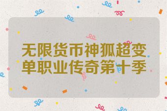 无限货币神狐超变单职业传奇第十季