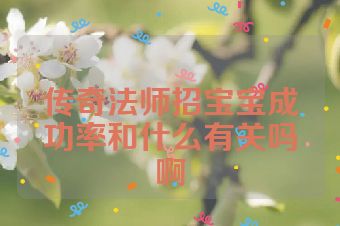 传奇法师招宝宝成功率和什么有关吗啊