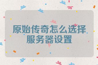 原始传奇怎么选择服务器设置