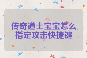 传奇道士宝宝怎么指定攻击快捷键