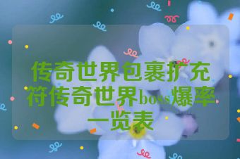 传奇世界包裹扩充符传奇世界boss爆率一览表