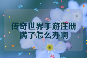 传奇世界手游注册满了怎么办啊