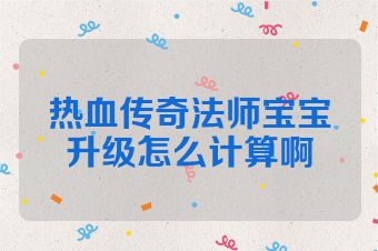 热血传奇法师宝宝升级怎么计算啊