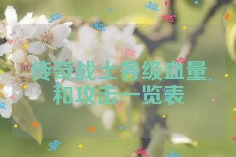 传奇战士各级血量和攻击一览表