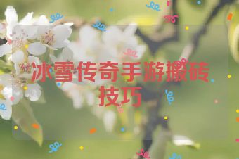冰雪传奇手游搬砖技巧