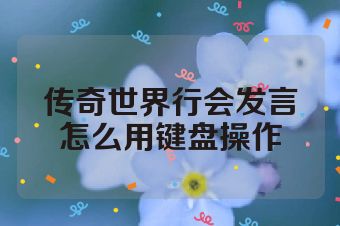 传奇世界行会发言怎么用键盘操作