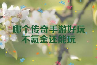 哪个传奇手游好玩不氪金还能玩