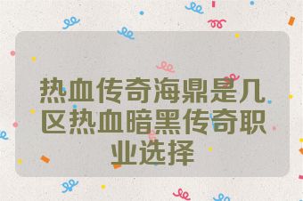 热血传奇海鼎是几区热血暗黑传奇职业选择