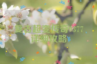 复古超变传奇9377详细攻略