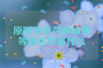 原始传奇召唤神兽等级区别是什么
