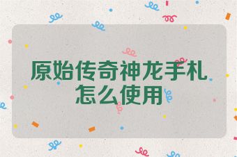 原始传奇神龙手札怎么使用