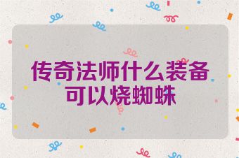 传奇法师什么装备可以烧蜘蛛