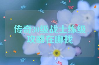 传奇30级战士练级攻略在哪找