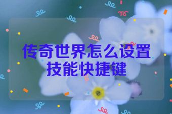 传奇世界怎么设置技能快捷键
