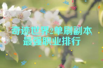 奇迹世界2单刷副本最强职业排行
