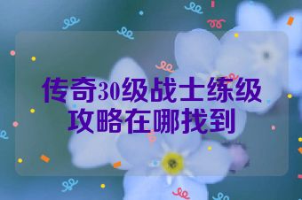 传奇30级战士练级攻略在哪找到