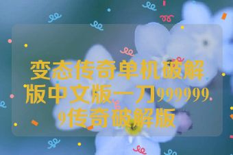 变态传奇单机破解版中文版一刀9999999传奇破解版