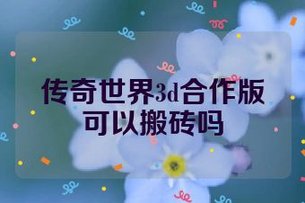 传奇世界3d合作版可以搬砖吗