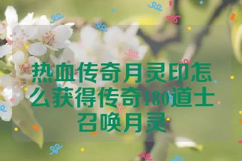 热血传奇月灵印怎么获得传奇180道士召唤月灵