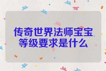 传奇世界法师宝宝等级要求是什么