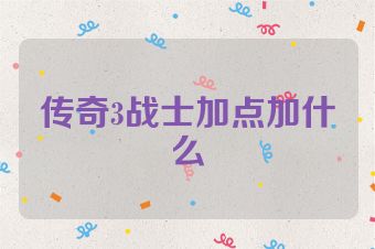 传奇3战士加点加什么